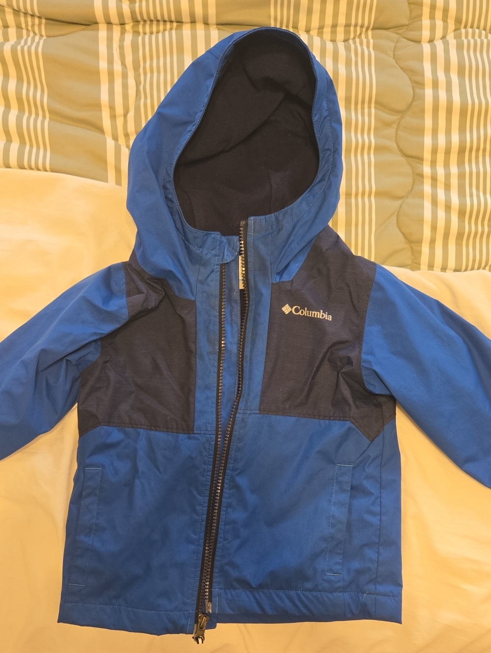 Columbia Boys' Royal Blue and Navy Hooded Rain Jacket